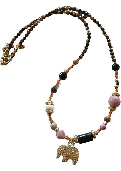 Boncuklu Fil Kolye Ucu Zinciri (Yurt Dışından)