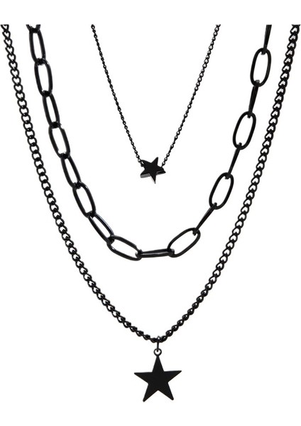 Hip-Hop Kişilik Siyah Sprey Boya Beş Köşeli Yıldız Kolye Erkek Hip-Hop Takı (Yurt Dışından)