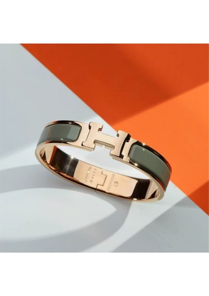 Fil Gri Bilezik Emaye Geniş ve Dar Versiyon Erkek ve Kadınlara Uygun Harf Tokalı Bilezik (Yurt Dışından)