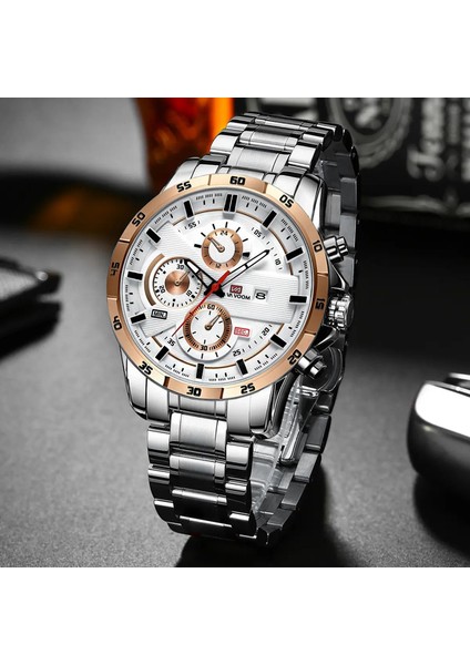 En Iyi Erkekler Spor Tarzı 46MM Büyük Deri Yarış Tarzı Gündelik Moda Orijinal Siyah Gül Altın Takvim Kuvars Izleme Relogio Renk: 216G-FB (Yurt Dışından)