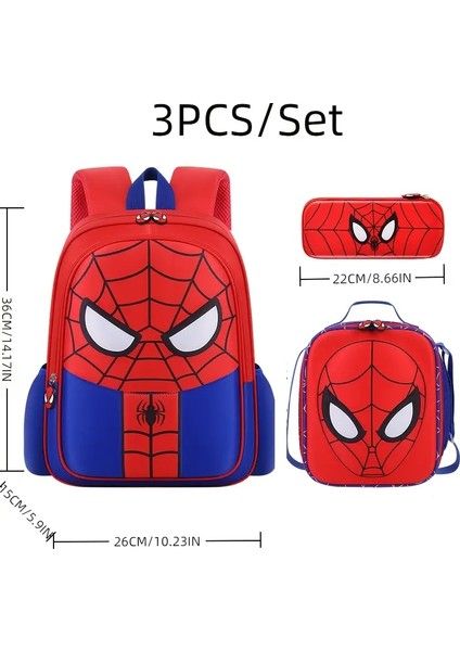 3pcs Marvel Spider-Man Sırt Çantası Sıradan Hafif Karikatür Tasarımı Okul Çantası- Sırt Çantası, Pencil Kılıfı, Öğle Yemeği Bagcolor: Sırt Çantası Içerir (Yurt Dışından)