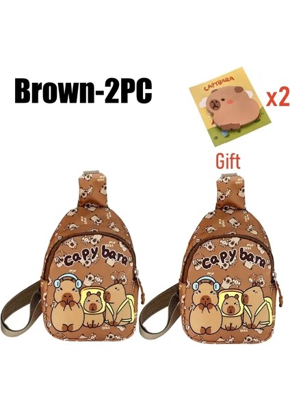 Karikatür Baskı Çocuk Çantaları Moda Erkek Kız Fermuarı Göğüs Çantaları Açık Seyahat Omuz Çantaları Anaokulu Çocuk Çapraz Koyu Çantalar Renk: Kahverengi-2pc/boyut: S (Yurt Dışından)