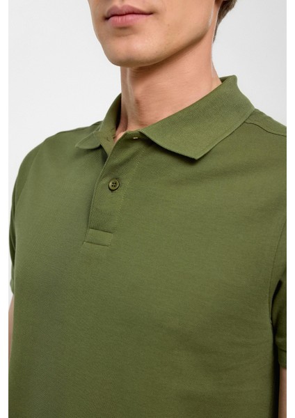 Haki Slim Düz Polo Yaka Tişört fırsatları