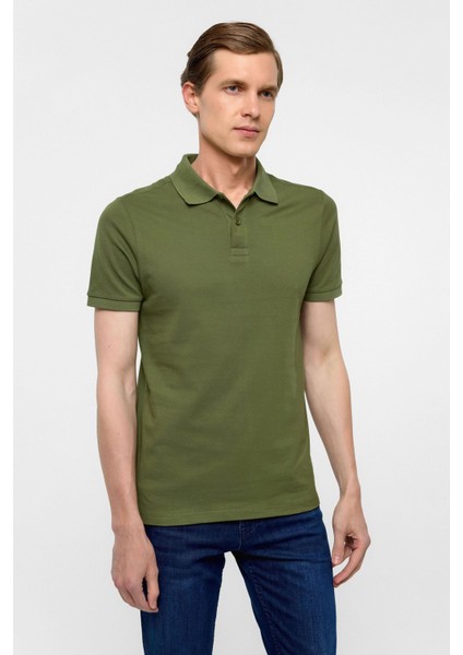 Haki Slim Düz Polo Yaka Tişört indirimleri