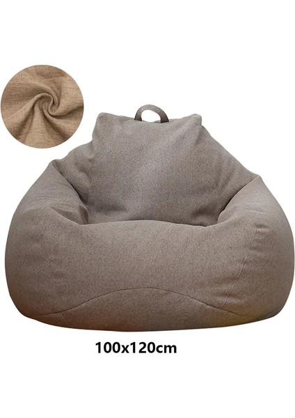 Tembel Kanepeler Kapak Büyük Fasulye Torbası Kapağı Dolgu Yetişkinleri Kanepe Oturma Odası Yatak Odası Ev Tatami Salonu Rahat Koltuk Kapağı Renk: Kahverengi 100X120CM (Yurt Dışından)