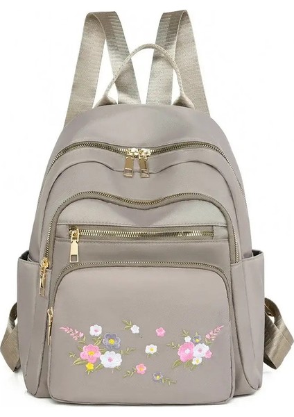 Moda Naylon Sırt Çantası Kadın Nakış Tasarımı Öğrenci Okul Çantası Dinlenf Seyahat Sırt Çeki Popüler Kız Işe Gidiş A Dos Renk: Hakı (Yurt Dışından)