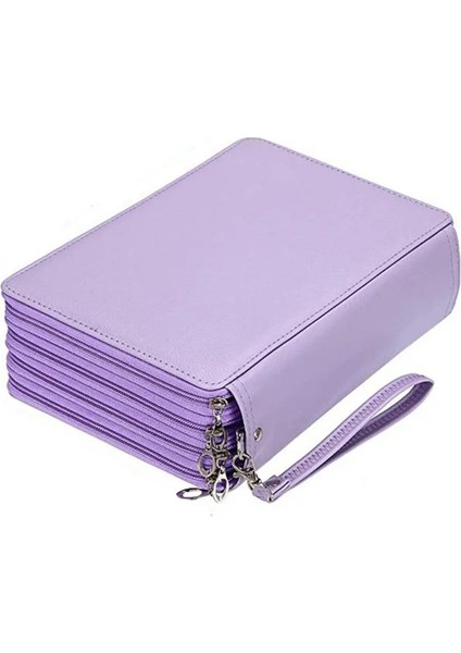 200 Delik Renkli Kurşun Kalemler Depolama Çantası 5 Katman Kırtasiye Büyük Kapasiteli Kasa Tutucu Su Geçirmez Taşınabilir Öğrenci Kalem Kasa Renk: Mor (Yurt Dışından)