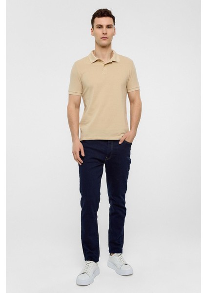 Bej Slim Düz Polo Yaka Tişört indirimleri