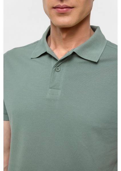 Su Yeşili Slim Düz Polo Yaka Tişört modelleri