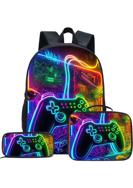 Oyun Konsolu Basılı Desen Sırt Çantası, Boyscolor Için Serin ve Kişiselleştirilmiş Üç Parçalı Okul Çantası: B-Nihong/boyut: 16 Inç (Yurt Dışından)