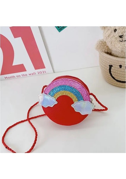 Çocuk Çantası Ilkokul Karikatür Sevimli Gökkuşağı Para Cüzdanı Mini Crossbody Çanta Kızlar Için Çocuk Çantaları Renk: Kırmızı (Yurt Dışından)