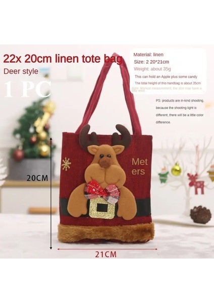 1/20 Pcs Noel Snowman Fawn Baba Çocuk Şeker Depolama Çantaları Noel Hediye Eğitici Çantalar Kırtasiye Okul Malzemeleri Renk: 1 Pc Set C C (Yurt Dışından)