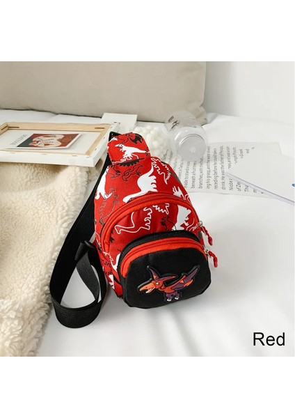 Çocuk Bel Çantaları Karikatür Dinozor Baskı Açık Seyahat Yüksek Kapasiteli Crossbody Fermuar Çanta Kız Boy Hediye Çocuklar Göğüs Pouch Pack Renk: Kırmızı (Yurt Dışından)