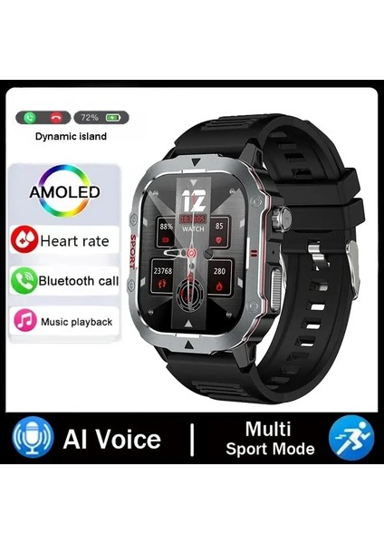 Xiaomi Military Erkekler Için Yeni Su Geçirmez Açık Hava Spor Fitness Tracker Sağlık Monitörü 2.19 "bt Smartwatchcolor'u Çağır: Silikon Siyah (Yurt Dışından)