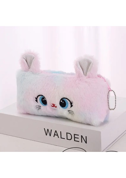 Kawaii Kedi Peluş Kese Kalem Kutusu Sevimli Fermuarlı Kaık Büyük Kapasiteli Kalem Çantası Okul Kırtasiye Depolama Çantası (Yurt Dışından)
