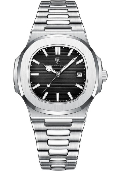 Poedagar Top Lüks Marka Adamı Izle Spor Su Geçirmez Işık Tarihi Erkekler Bilek Saati Kare Dial Dial Quartz Erkek Saatler Yüksek Kalite: Gümüş Mavi (Yurt Dışından)