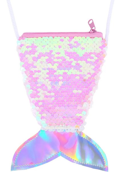 Güzel Parlak Deniz Kızı Kuyruk Pullu Kız Crossbody Çanta Çocukları Para Çantası Kadın Omuz Çantası Zarif Doğum Günü Hediyeleri Renk: 1 Adet Pembe (Yurt Dışından)