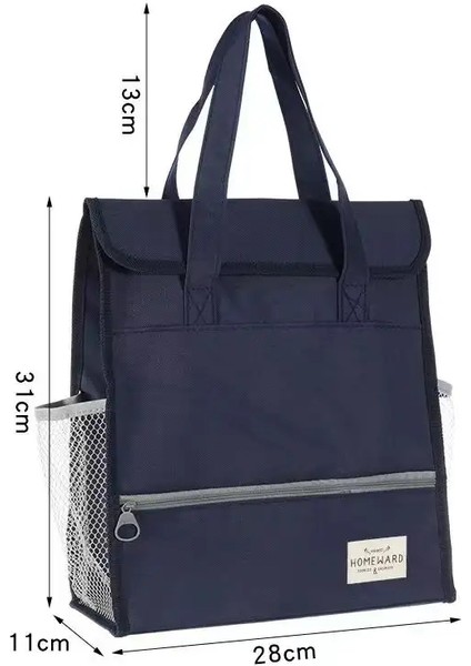 Basit Taşınabilir Okul El Çantası Büyük Kapasiteli A4 Kitaplar Depolama Çantası Oxford Kumaş Su Geçirmez Tote Çanta Öğrenci Rengi: Koyu Mavi (Yurt Dışından)