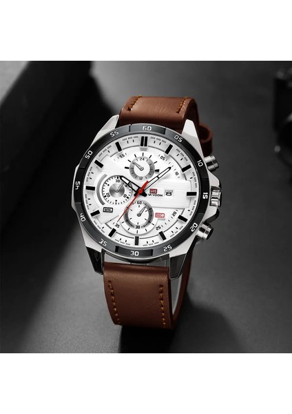 En Iyi Erkekler Spor Tarzı 46MM Büyük Deri Yarış Stili Gündelik Moda Orijinal Siyah Gül Altın Takvim Kuvars Izleme Röte: 216PZ2 (Yurt Dışından)
