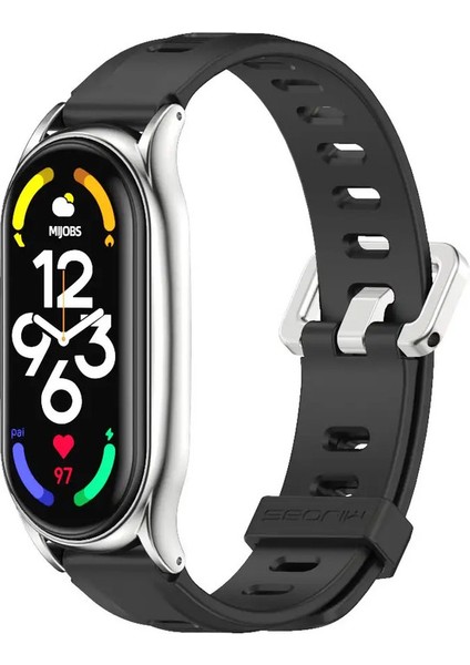 MI Band 9 10 8 7 6 5 4 3 Bileklik Bileklik Xiaomi Akıllı Bant 8 MI Band 7 Sebzesi Amazfit Band 5 Saat Bandı 5 Kayış Renk: Delik Siyah Gümüş/Boyut: MI Band 10 için (Yurt Dışından)