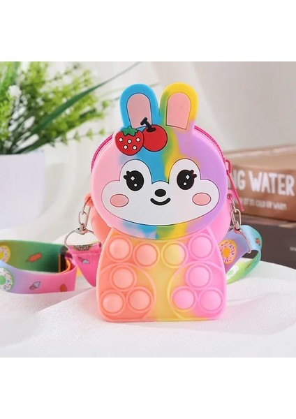 Tavşan Kids Silikon Para Çantası Şeker Jöle Depolama Çantası El Sincap Bulma Bulma Bulma Bulma Bulma Stresi Katma Çantası Torba Renk: BAGS005- Pembe Renk (Yurt Dışından)