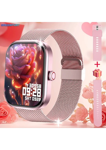 Hdsmartwatch 2.01 Inç Ses Asistanı Bluetooth Çağrı Spor Fitness Sıcak Satış Akıllı Saat Erkekleri Android Ios Için Kadınlar Yeni Renk: Pembe Çelik (Yurt Dışından)