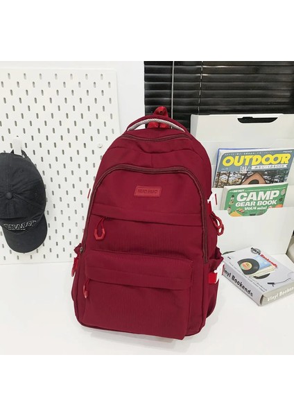 Schoolbag Unisex Yeni Japon Basit Lise Öğrencisi Ortaokul Öğrencisi Büyük Kapasiteli Sırt Çantası Renk: Kırmızı (Yurt Dışından)