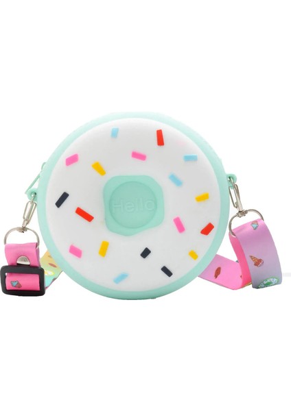 Yuvarlak Donut Crossbody Bag Çocuk Çocuk Kız Çocuk Omuz Çantası Ayarlanabilir Kayış Tatil Seyahat Gökkuşağı Baskılı Cep Paketi Renk: Yeşil Donutlar (Yurt Dışından)