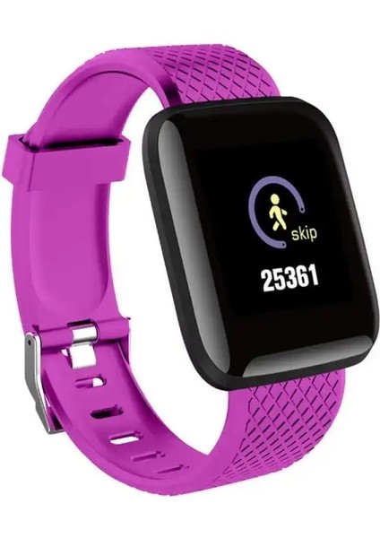 116plus akıllı saat erkekleri kadın bluetooth bağlı telefon müziği fitness çok işlevli spor bileklik uyku monitörü akıllı saatler Renk: Mor/Boyut: Orijinal kutu ile (Yurt Dışından)