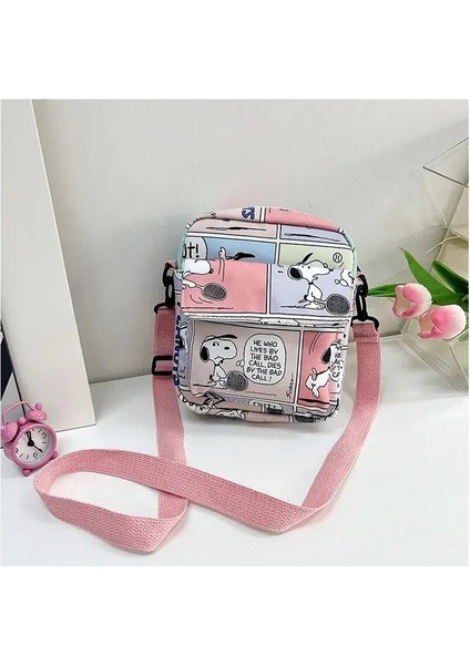 Moda Naylon Omuz Çantası Sevimli Snoopy Crossbody Bag Mini All-Match Çanta Rengi: Pembe (Yurt Dışından)