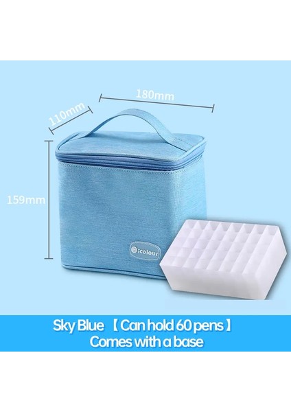 Icolour Fermuper Marker Kalem Kılıfı Daha Büyük Kapasite Sanat Işaretleri Tuval Depolama Çantası 36/48/60/80/168/240PCS Taşınabilir Marker Kalem Tutucu Renk: Mavi 60 Taban ile (Yurt Dışından)