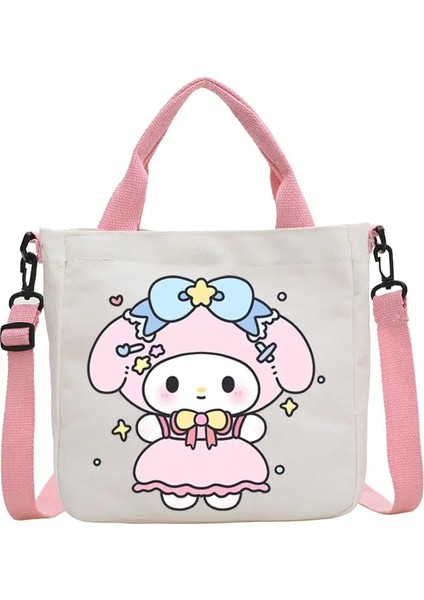 Miniso Co Marka Ip Sanrio Crossbody Çantaları Bir Omuz Çantası Tuval Tuval Öğrenci Taşıyan Satchel Kız Büyük Kapasiteli Kılıf Paketi Hediye Color: FB2-TH0002-7/BEDEN: 23CMX23CMX5CM (Yurt Dışından)