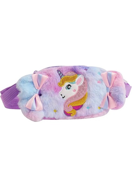 Kawaii Renkli Şeker Crossbody Çanta Kız Karikatür Tek Boynuzlu At Omuz Çantası Çocuk Para Cüzdanı Doğum Günü Partisi Hediyesi: Mor (Yurt Dışından)