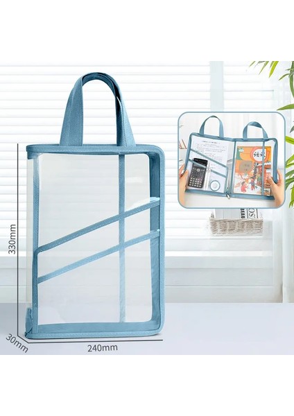 Test Kağıt Depolama Çantası Şeffaf Belge Çantası 180 Derece Düz Tote Torba Su Geçirmez Kitap Çantası Eğitici Test Kağıdı Bagcolor: Pembe (Yurt Dışından)