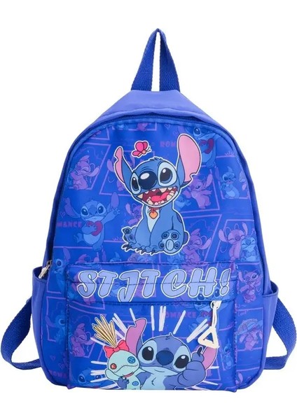 Disney Stitch Children's Schoolbag Karikatür Tatlı Baskı Omuz Çantası Seyahat Çok Fonksiyonlu Hafif Büyük Kapasiteli Backpackscolor: Mavi (Yurt Dışından)