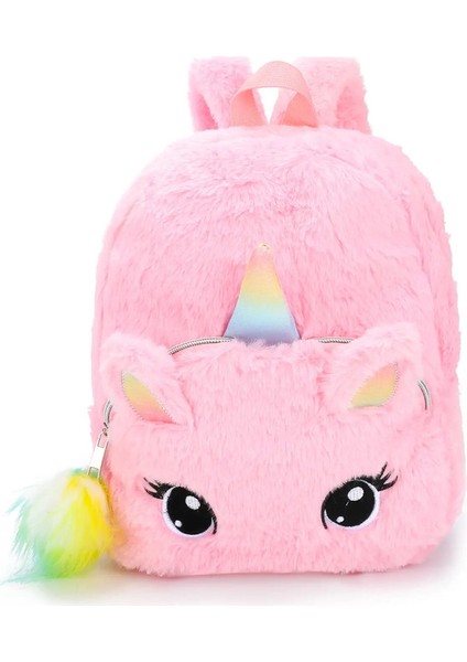 Sevimli Çizgi Film Tek Boynuzlu At Çocuk Kız Sırt Çantası Moda Peluş Sırt Çantası Anaokulu Birincil Öğrenci Sırt Çantası Okulu Bookbagcolor: Pembe (Yurt Dışından)