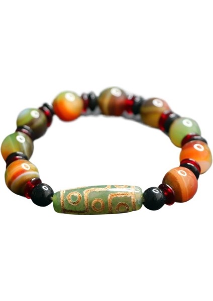 Dokuz Gözlü Dzi Boncuk Akik Bilezik Renkli Bilezik Takı (Yurt Dışından)