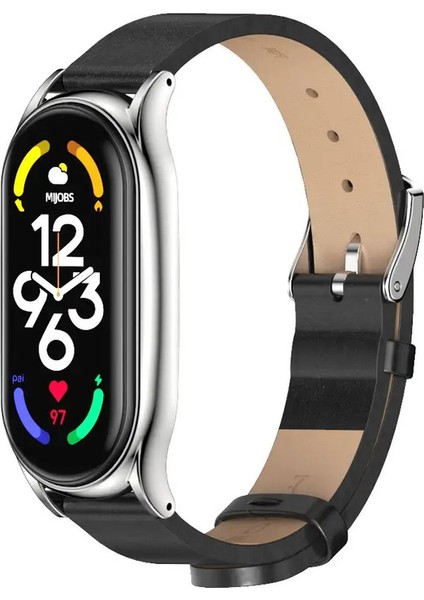MI Band 9 10 8 7 6 5 4 3 Bileklik Bileklik Xiaomi Akıllı Bant 8 MI Band 7 Sebzesi Amazfit Band 5 Saat Bandı 5 Kayış Renk: Deri Siyah Gümüş/Boyut: MI Band 10 için (Yurt Dışından)