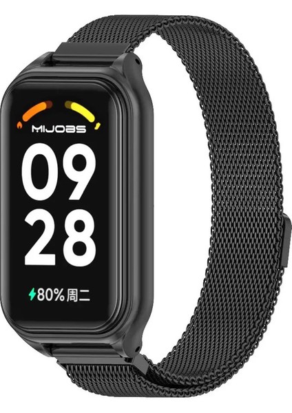 Xiaomi Mi Band 8 9 Için Strap 9 Xiaomi Akıllı Band 8 Aktif Paslanmaz Çelik Metal Saat Bandı Mi Bant 8 Aktif Renk: Siyah 2/boyut: Xiaomi 8 Için Aktif (Yurt Dışından)