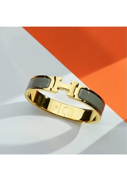 Fil Gri Bilezik Emaye Geniş ve Dar Versiyon Erkek ve Kadınlara Uygun Harf Tokalı Bilezik (Yurt Dışından)