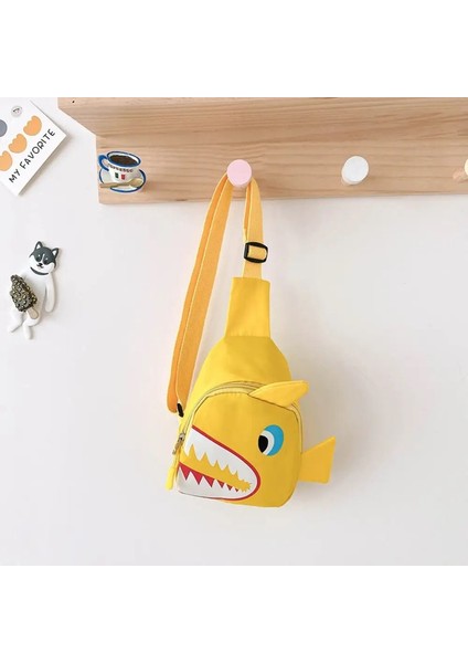 Karikatür Köpekbalığı Desen Çocuk Su Geçirmez Naylon Crossbody Göğüs Çanta Karikatür Köpekbalığı Bel Çanta Çocuklar Için Erkek Kızlar Renk: Sarı (Yurt Dışından)
