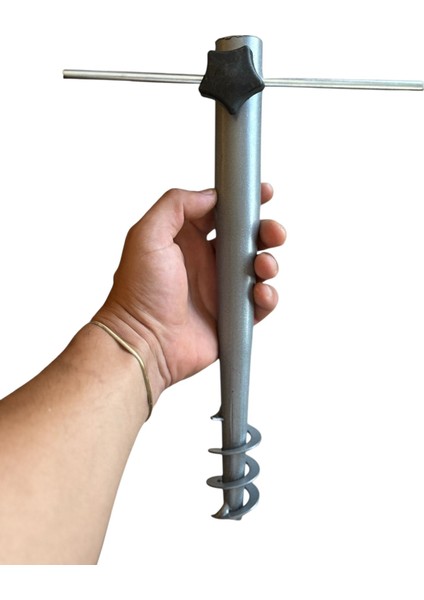 Burgulu Metal Sıkma Aparatlı Plaj Şemsiye Kazığı 32 cm fiyatları