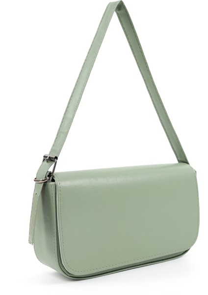 Mint Yeşil SHK183 Kapaklı Suni Deri Ayarlabilir Askılı Baget Model El, Kol ve Omuz Çantası