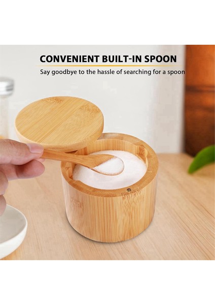 Bambu Tuzluk, Dahili Kaşığı Olan 2 Adet Tuz Kutusu, Döner Kapaklı Tuz Kabı, Baharat Saklamak Için Saklama Kavanozu (Yurt Dışından) indirimleri