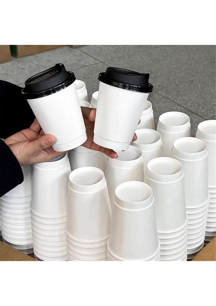Kapaklı Çift Katmanlı Tek Kullanımlık Kahve Kupaları, Sıcak Içecekler Için Yalıtımlı Kağıt Bardaklar, Paket Servis ve Catering Için Mükemmel (Yurt Dışından) fırsatları