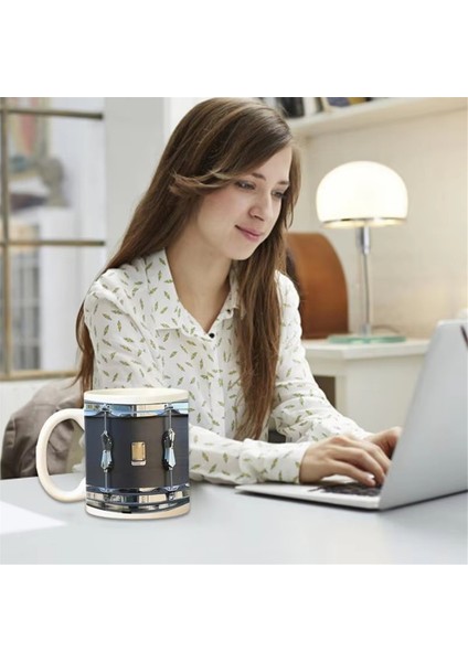 Vintage Davul Tasarım Kupalar 350ML Seramik Bardak Çay Kahve Meyve Suyu ve Süt Içecek Kapları Ev Ofis Masaüstü Kalem Tutucu Davulcular (Yurt Dışından) fırsatları