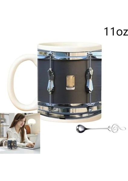 Vintage Davul Tasarım Kupalar 350ML Seramik Bardak Çay Kahve Meyve Suyu ve Süt Içecek Kapları Ev Ofis Masaüstü Kalem Tutucu Davulcular (Yurt Dışından) indirimleri