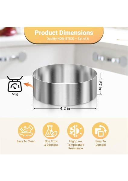 6 Adet Hamburger Ekmeği Halkaları, Burger Kalıbı, Pişirme Için 4 Inç Büyük Halka Kalıpları, Kızarmış Yumurta, Çörek, Krep Için Pişirme Halkaları (Yurt Dışından) fiyatları