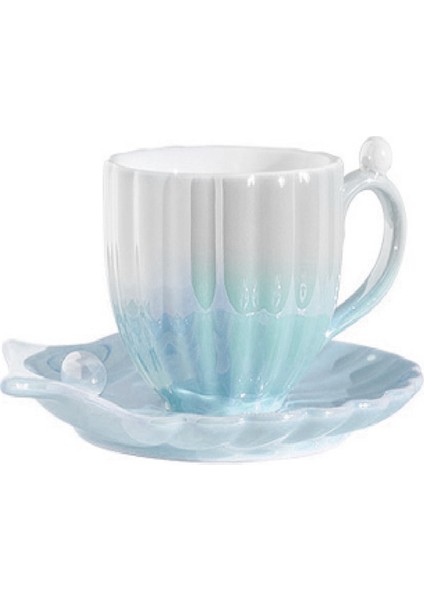 Seramik Kahve Kupası ve Tabak, Inci Kabuklu Bardak, Ofis ve Ev Için Sevimli Kahve Kupaları, Çay Latte Süt A (Yurt Dışından)