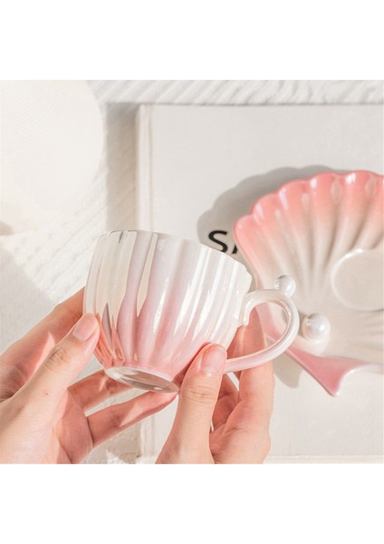 Seramik Kahve Kupası ve Tabak, Inci Kabuklu Bardak, Ofis ve Ev Için Sevimli Kahve Kupaları, Çay Latte Süt A (Yurt Dışından) fiyatları